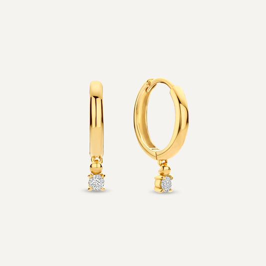 Four Prong Diamond Charm Hoop Earrings (0.10 ct)