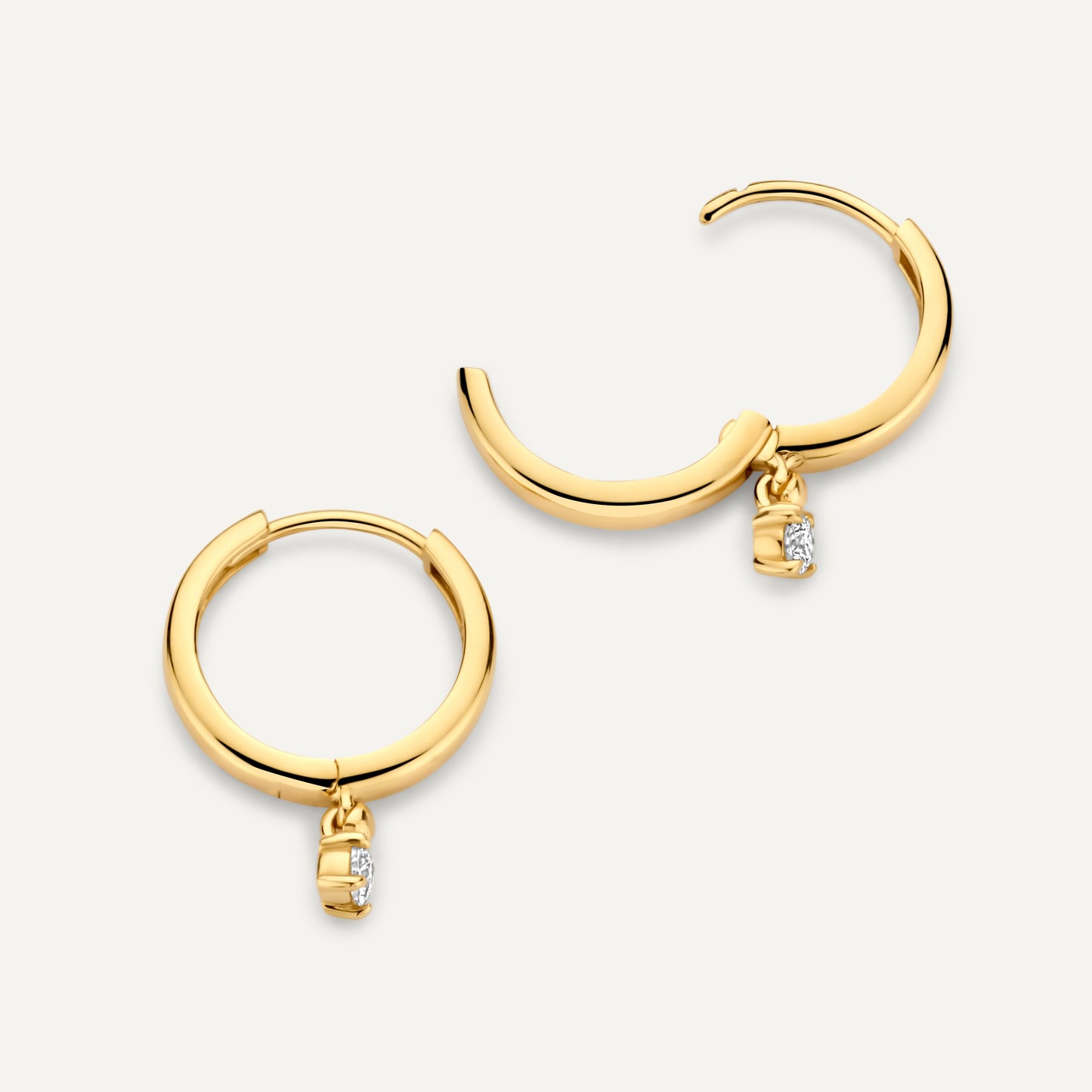 Four Prong Diamond Charm Hoop Earrings (0.10 ct)