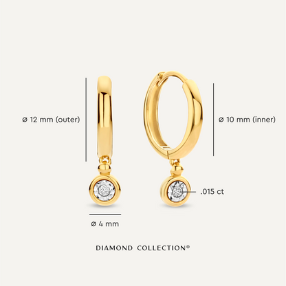 Bezel Set Diamond Charm Hoop Earrings (0.03 ct)