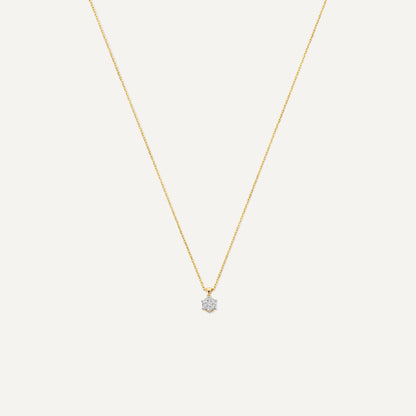 Six Prong Diamond Cluster Linked Pendant Necklace (0.08 ct)