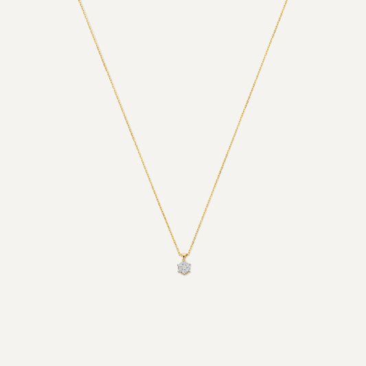 Six Prong Diamond Cluster Linked Pendant Necklace (0.08 ct)