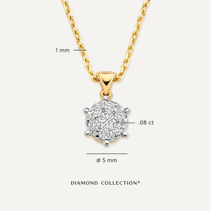 Six Prong Diamond Cluster Linked Pendant Necklace (0.08 ct)