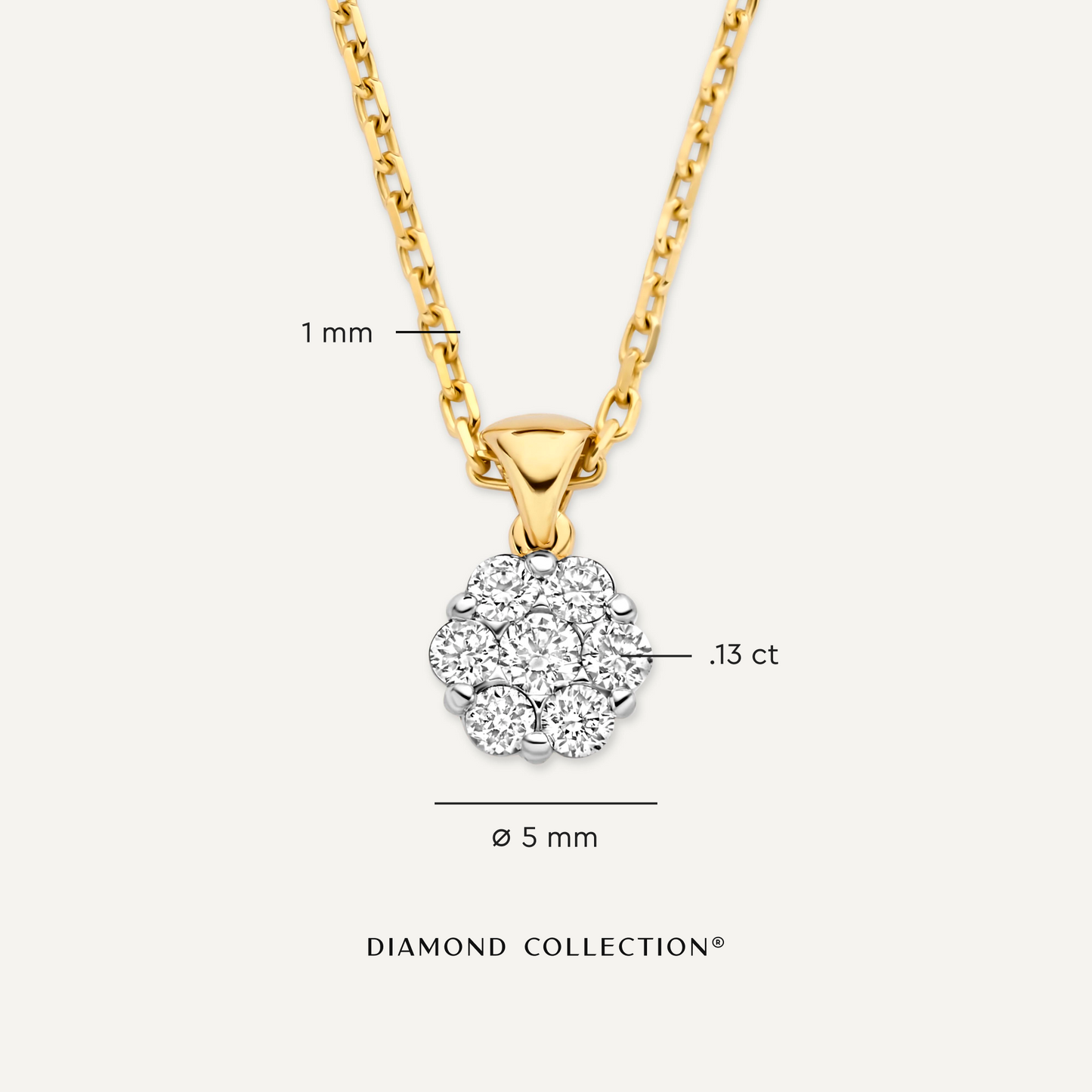 Diamond Cluster Linked Pendant Necklace (0.13 ct)