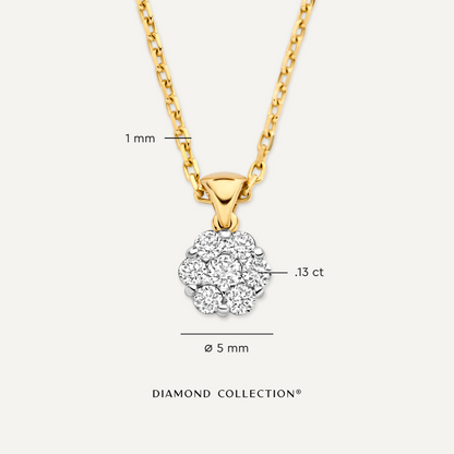 Diamond Cluster Linked Pendant Necklace (0.13 ct)