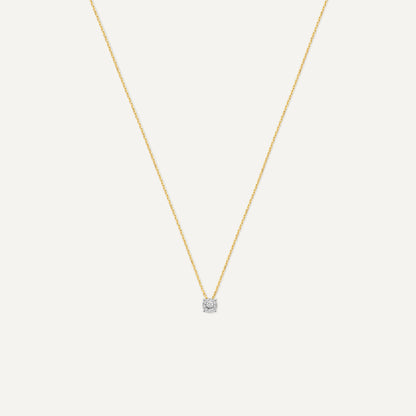 Four Prong Diamond Halo Pendant Necklace (0.05 ct)