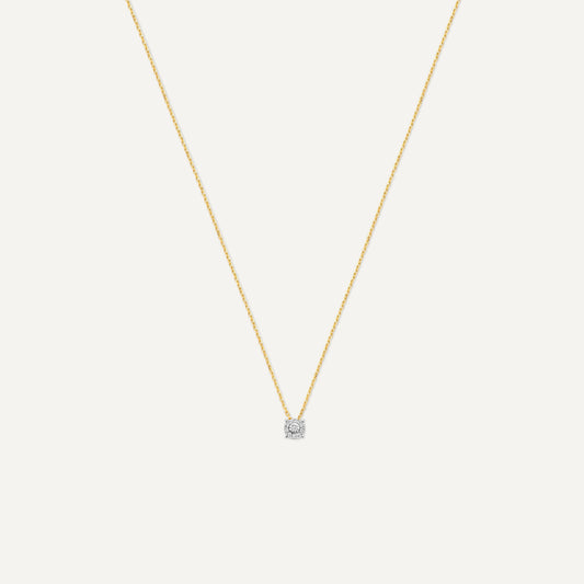 Four Prong Diamond Halo Pendant Necklace (0.05 ct)