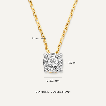 Four Prong Diamond Halo Pendant Necklace (0.05 ct)
