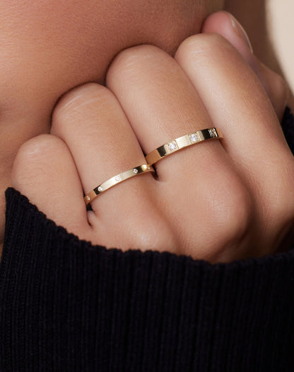 Threefold Moissanite Band Ring