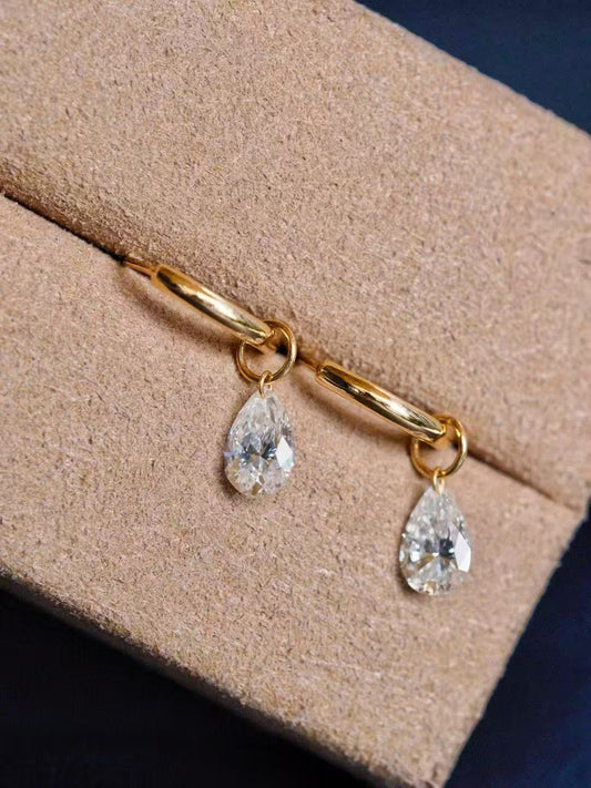 Floating Moissanite Hoop Earring