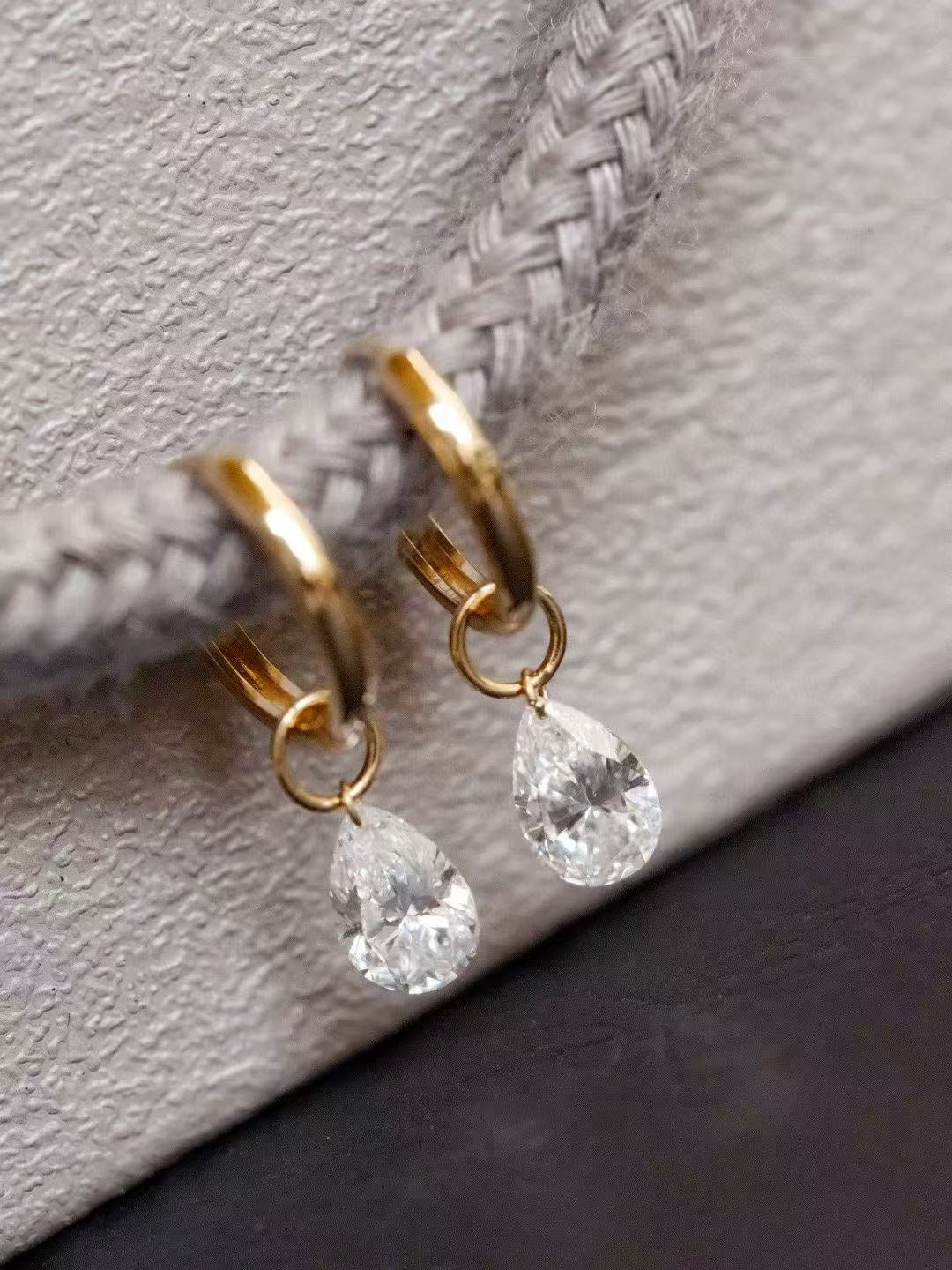 Floating Moissanite Hoop Earring