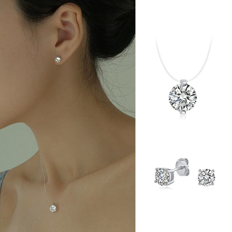 1ct Floating Moissanite Necklace